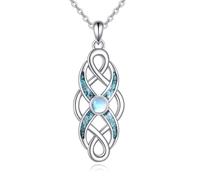 Turquoise Celtic Knot Infinity Necklace Sterling Silver Moonstone Irish Knot Necklace Celtic Jewelry Gift for Women