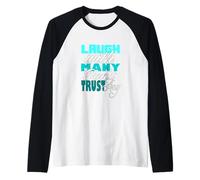 Turquoise Color Laugh But Don't Trust Turquoise Graphic Raglan Baseball Tee