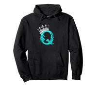 Turquoise Color Letter Q Initial + CrownTurquoise Graphic Pullover Hoodie