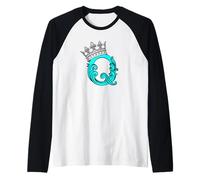 Turquoise Color Letter Q Initial + CrownTurquoise Graphic Raglan Baseball Tee