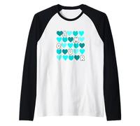 Turquoise Color Spell Out The Love Turquoise Graphic Raglan Baseball Tee