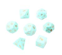 Turquoise Crystal Dice - Hand-Carved Gemstone Dice D4 D6 D8 D10 D12 D20 Percentile or 7PCS Polyhedral Set for DND & Tabletop RPG(Sevensuits)