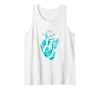 Turquoise Crystal Heart Dysautonomia POTS Awareness Art Tank Top