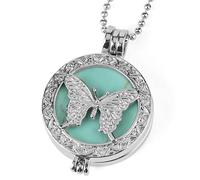 Turquoise Crystal Necklace for Women Men,Essential Oil Diffuser Charm with Silver Chain,Locket Aromatherapy Pendant Chork Amulet Jewelry Gifts for Girls Birthday Christmas Turquoise