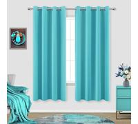 Turquoise Curtains 63 Inch Length for Bedroom 2 Panel Set Grommet Window Drapes Insulated Thermal Light Blocking Darkening Pastel Blackout Lightweight Curtains for Girl Kid Mermaid Nursery Living Room