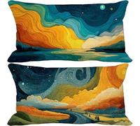 Turquoise Cushion Covers 40 x 80 Set of 2, Rectangle Outdoor Cushions Waterproof Soft Sofa Pillows Covers with Invisible Zipper for Outdoor Garden Furniture Bench Decorative Pillows (Modern) q1-3709