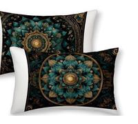 Turquoise Cushion Covers 40x70 cm Set of 2, Mandala Rectangle Cushion Covers Waterproof Linen Sofa Cushions with Invisible Zipper Bedroom Accessories Decorative Pillows for Room Decor, Gifts -ly2508HP