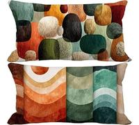 Turquoise Cushion Covers 50 x 70 Set of 2, Outdoor Cushions Geometry Sofa Pillows Covers, Rectangle Waterproof Linen Decorative Pillows with Invisible Zipper for Fall Outdoor Garden Furniture 3-2029t