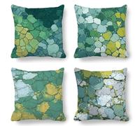 Turquoise Cushion Covers, Large Cushions 60x60 cm Set of 4, Soft Wrinkle-Free Linen Retro Cushion Covers for Sofa Garden Outdoor Cushions Decorative Pillows, Cooling Pillow Cases for Summer Fall K-840