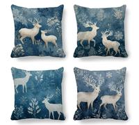Turquoise Cushion Covers, Large Cushions 70x70 cm Set of 4, Soft Wrinkle-Free Velvet Deer Cushion Covers for Sofa Garden Outdoor Cushions Decorative Pillows, Cooling Pillow Cases for Summer Fall K-772