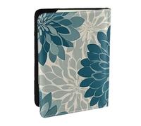 Turquoise Dahlias Printed Passport Holder,Travel Pu Leather Passport Cover Case Organiser for Men Women,6.5 Inch