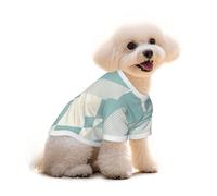 Turquoise Diamond Grid Pattern Print Pet Clothes - Cotton T-Shirts Soft Breathable Pet Apparel for Small,Medium and Large Dogs and Cats