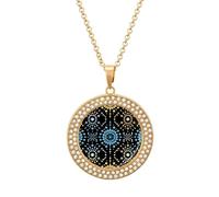 Turquoise Dot Pattern Round Pendant Necklace Diamond Edging Brilliant Personalized Jewelry Gifts for Women Golden-style