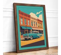 Turquoise Dream in Paradise Retro Framed Wall Art Print A4 (29.7×21cm) Walnut, Wall Decor for Living Room, Bedroom, Office & Home, Ready to Hang, Art Gift