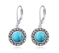 Turquoise Earrings For Women Sterling Silver Filigree Turquoise Drop Dangle Earrings Vintage Leverback Ear Jewelry Gift For Women Mom