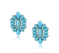 Turquoise Earrings for Women Western Turquoise Jewelry West Ethnic Stud Earrings Western Accessories Country Concert Outfits for Women, Zinc, No Gemstone