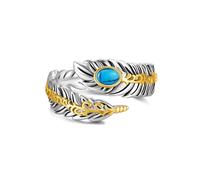 Turquoise Feather Ring 925 Sterling Silver Vintage Filigree Feather Rings Western Turquoise Jewellery Gifts for Women