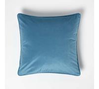 Filled Velvet Cushion with Piped Edge 46 x 46 cm Homescapes Turquoise One Size