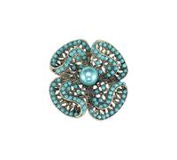 Turquoise Flower Brooches For Women Unisex Turkish Blue Badge Pins Banquet,A