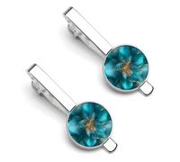 Turquoise Flowers Abstract Tie Clips for Men Necktie Tie Clip Tie Bars for Business Wedding Gifts 5.5x2.2cm
