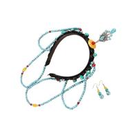 Turquoise Forehead Chain Headband for Women Elastic Ethnic Hair Hoop Traveling Wedding Party Bride Hairband Turquoise Headband Women for Girl