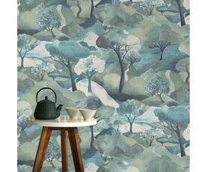 Turquoise Forest Teal Trees Washable Strippable Paste The Wall Wallpaper