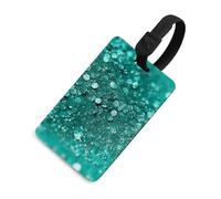 Turquoise Glitter Luggage Tag Classic Personalized Repeated Luggage Tag Cute Unique Travel Essentials Identifiers for Women Men Baggage Backpack Handbag Suitcase, Black-style, One Size