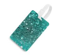 Turquoise Glitter Luggage Tag Classic Personalized Repeated Luggage Tag Cute Unique Travel Essentials Identifiers for Women Men Baggage Backpack Handbag Suitcase