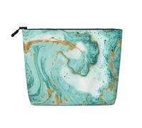 Turquoise Gold Marble A Versatile Travel Makeup Bag, Ideal for Daily Routines and Business Journeys