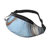 (Turquoise Gold Marble) Fanny Pack Waist Bag Adjustable Shoulder Strap Bum Bag for Men Women Travel Hiking Running