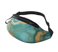 Turquoise Gold Marble Printed Personalized Waist Bag, Lightweight and Versatile Crossbody Bag for Everyday and Outdoor Adventures