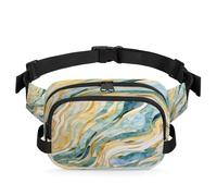 Turquoise Green Gold Line Marble Fanny Pack Waterproof Belt Bag Crossbody Bags for Women Men Holiday Gifts
