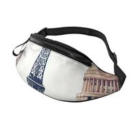 Turquoise Green Leaves Fanny Pack for Women Men Fashion Waist Pack Adjustable Belt Bag for Workout Running Travelling Casual Waist Bag, Paris Landmarks Pattern, One Size