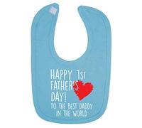 Turquoise Happy 1st Father's Day to The Best Daddy in The World Baby Bib