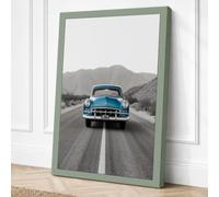 Turquoise Highway Retro Canvas Wall Art Print 24x16 Inch (61 x 41 cm)