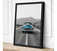 Turquoise Highway Retro Canvas Wall Art Print 24x16 Inch (61 x 41 cm)