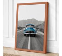 Turquoise Highway Retro Canvas Wall Art Print 24x16 Inch (61 x 41 cm)