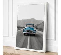 Turquoise Highway Retro Canvas Wall Art Print 36x24 Inch (91 x 61 cm)