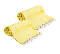 Turquoise Home, Large Beach Towel 100% Cotton - Soft and Durable, Ideal for Sauna, Spa, Yoga, and Pool, Yellow (2 Units), 100x180 cm - 39 x 71 inches