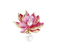 Turquoise Jewellery Sparkling Gold Imitation L Zircon Brooch Women's Jewelr Brooch with Matching Earrings (Hot Pink, One Size)