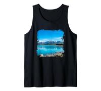 Turquoise Lake Mountain Reflection Scenic Landscape Art Tank Top