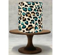 Turquoise Leopard & Cheetah Print Edible Cake Wrap Topper - Animal Skin Icing Sheet or Wafer Paper Decoration - Safari Jungle Birthday Cake Wrap!045 (Wafer Paper)