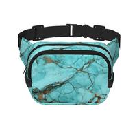 Turquoise Marble Fanny Pack For Women Waterproof Adjustable Belt Bags Waist Pack Fashion Casual Crossbody Bags Bum Bag For Running Workout Hiking Traveling, Black, One Size