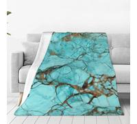 Turquoise Marble Throw Blanket for Couch Lightweight Soft Flannel Blankets Luxury Warm Fleece Bed Blanket for All Seasons Plush Throw Gift for Women Men 80"x60"