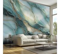 Turquoise Marble Wallpaper, Fluid Granite Marble Texture Wallpaper for Living Room, Bedroom, Non-Woven Decor Wall Paper, Photo Mural Dining Room, Hallway, Lounge, 100 X 70 cm QS36
