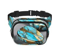 Turquoise Marble Zipper Fanny Pack, Crossbody Bags with Adjustable Strap for Jogging, Cycling