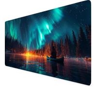 Turquoise Mouse Mat Aurora Gaming Mouse Pad XXL 120 x 60cm Desk Mat Large with Non-Slip Base and Stitched Edge Keyboard Pad for Gaming/Home/Office Work/Accessories, Improved Precision and Speed p6012i