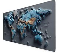 Turquoise Mouse Pad World Map Large Mouse Mat, Gaming Desk Mat Soft Smooth Surface and Anti-Slip Rubber Base Waterproof Soft Cloth, Desk Accessories for Men, Home Office (Turquoise 80 x 40cm) a1297