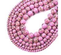 Turquoise Natural Stone Beads Sea Sediment Loose Malachite Beads for Manufacturing Jewelry DIY-Light Purple Howlite_8mm 48pcs Beads