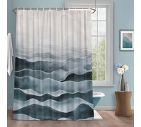 Turquoise Ombre Shower Curtain with 12 Hooks Modern Moire Geometric Abstract Art Waterproof Fabric Shower Curtains Sets for Bathroom Bath Decorations, Machine Washable, 36"x72"